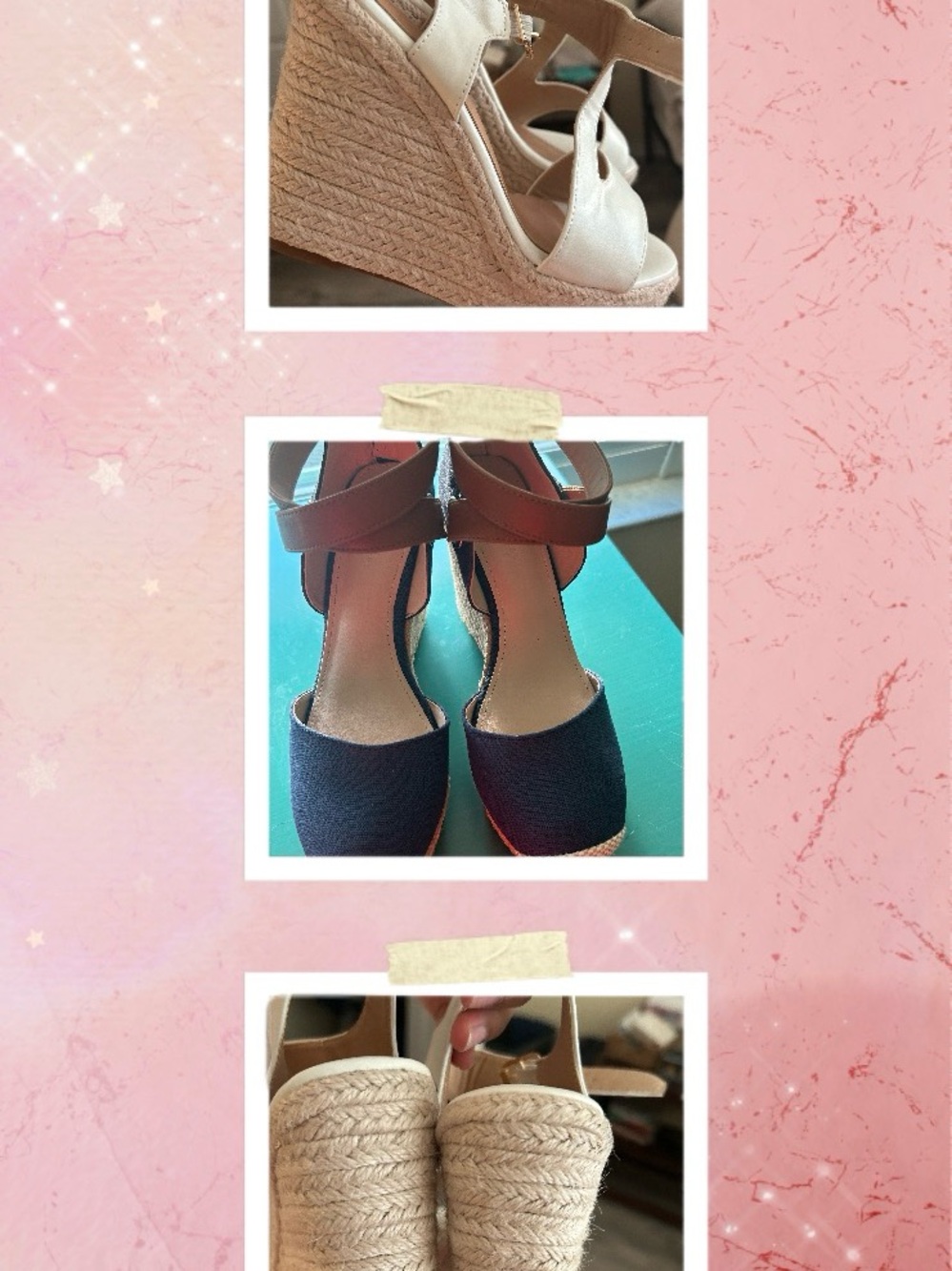 **BUNDLE** Women’s Espadrille Wedge Sandals - Blue Pair and White Pair